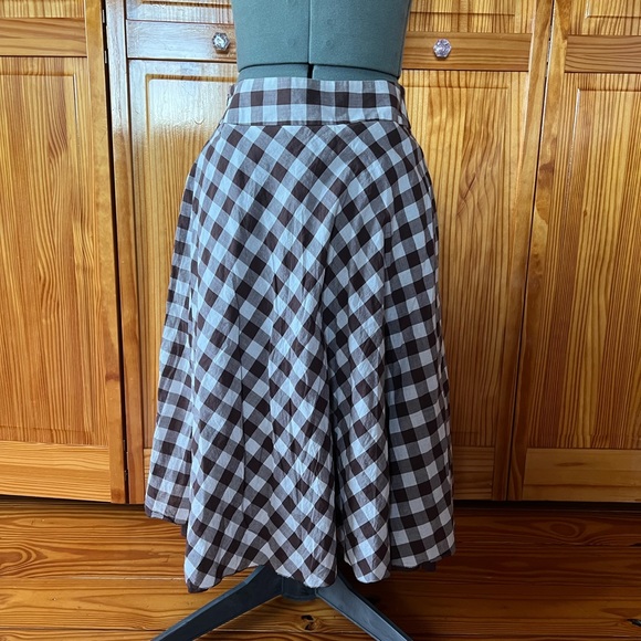 Western Brown and White Check Swing Skirt Size 6 Trend b.c.p. Bonprix Collection - Picture 8 of 12